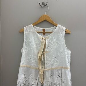 White Sleeveless Embroidered Top